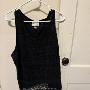 Ava & Viv Women's Elegant Black Crochet Tank Top